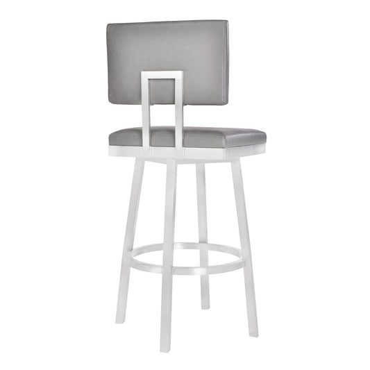 Armen Living Barstool Armen Living - Balboa 30" Bar Height Swivel Vintage Grey and Brushed Stainless Steel Bar Stool | LCBBBABSVG30
