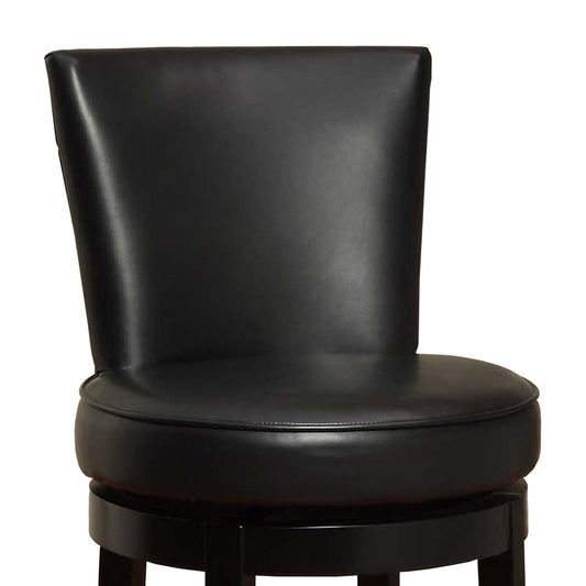 Armen Living Barstool Armen Living - Boston 30" Bar Height Swivel Black Faux Leather and Black Wood Bar Stool | LC4044BABL30