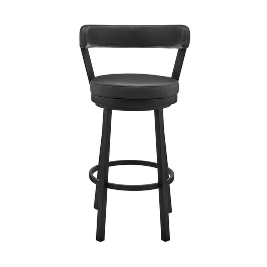 Armen Living Barstool Armen Living - Bryant 30" Bar Height Swivel Bar Stool in Black Finish and Black Faux Leather | LCBYBABLBL30