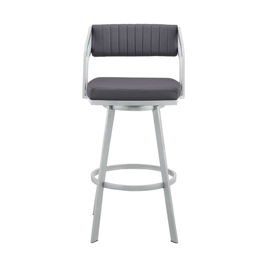 Armen Living Barstool Armen Living | Capri 30" Swivel Slate Grey Faux Leather and Silver Metal Bar Stool | LCCPBASLGR30