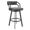 Armen Living Barstool Armen Living - Capri Swivel Modern Metal and Slate Gray Faux Leather Bar and Counter Stool | LCCPBABLSG30