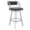 Armen Living Barstool Armen Living - Capri Swivel Modern Metal and Slate Gray Faux Leather Bar and Counter Stool | LCCPBABSSG30
