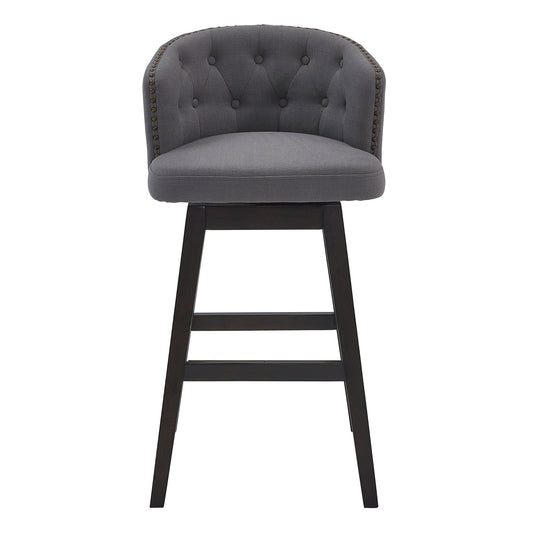 Armen Living Barstool Armen Living - Celine 26" Counter Height Swivel Grey Fabric and Espresso Wood Bar Stool | LCCIBAESGR26