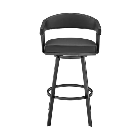 Armen Living Barstool Armen Living - Chelsea 26" Counter Height Swivel Bar Stool in Black Finish and Black Faux Leather | LCCSBABLBL26