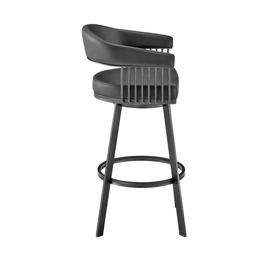 Armen Living Barstool Armen Living - Chelsea 30" Bar Height Swivel Bar Stool in Black Finish and Black Faux Leather | LCCSBABLBL30