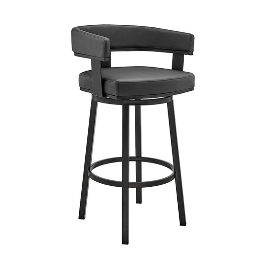 Armen Living Barstool Armen Living - Cohen 30" Bar Height Swivel Bar Stool in Black Finish and Black Faux Leather | 721535761937
