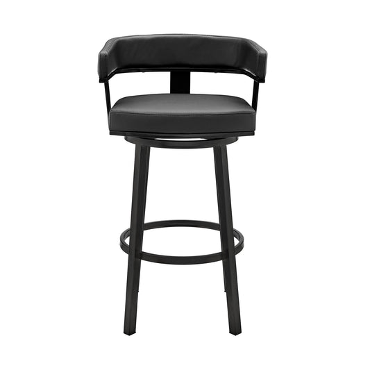 Armen Living Barstool Armen Living - Cohen 30" Bar Height Swivel Bar Stool in Black Finish and Black Faux Leather | 721535761937