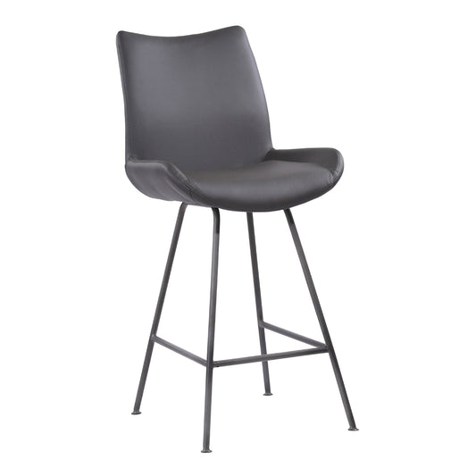 Armen Living Barstool Armen Living | Coronado Contemporary 26" Counter Height Barstool in Brushed Gray Powder Coated Finish and Gray Faux Leather | LCCDBAGR26