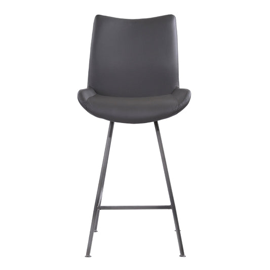 Armen Living Barstool Armen Living | Coronado Contemporary 26" Counter Height Barstool in Brushed Gray Powder Coated Finish and Gray Faux Leather | LCCDBAGR26