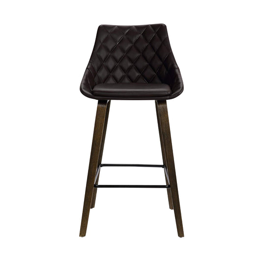 Armen Living Barstool Armen Living | Dani 26" Brown Faux Leather Barstool in Walnut Glazed Finish | LCDIBAWGBR26