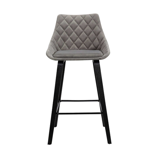 Armen Living Barstool Armen Living - Dani 26" Gray Velvet Barstool in Black Brushed Wood Finish | LCDIBABLGR26