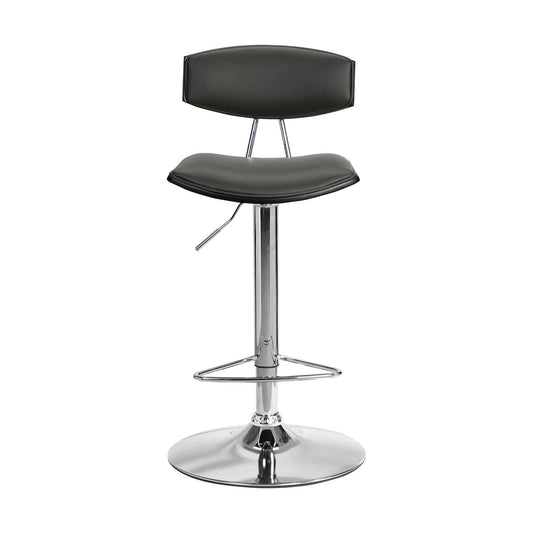 Armen Living Barstool Armen Living | Erik Adjustable Gray Faux Leather Swivel Barstool with Chrome Base | LCEKBABLGR