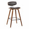 Armen Living Barstool Armen Living | Fox 28.5" Bar Height Brown Faux Leather and Walnut Wood Mid-Century Modern Bar Stool | LCFOBAWABR30
