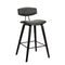 Armen Living Barstool Armen Living | Fox 28.5" Bar Height Grey Faux Leather and Black Wood Mid-Century Modern Bar Stool | LCFOBABLGR30