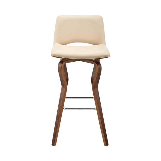Armen Living Barstool Armen Living - Gerty 26" Swivel Cream Faux Leather and Walnut Wood Bar Stool | LCGYBAWACR26