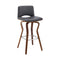 Armen Living Barstool Armen Living | Gerty 26" Swivel Grey Faux Leather and Walnut Wood Bar Stool | LCGYBAWAGR26