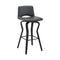 Armen Living Barstool Armen Living | Gerty 30" Swivel Grey Faux Leather and Black Wood Bar Stool | LCGYBABLGR30