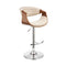Armen Living Barstool Armen Living | Gionni Adjustable Swivel Cream Faux Leather and Walnut Wood Bar Stool with Chrome Base | LCGNBAWACR