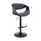 Armen Living Barstool Armen Living | Gionni Adjustable Swivel Grey Faux Leather and Black Wood Bar Stool with Black Base | LCGNBABLGR