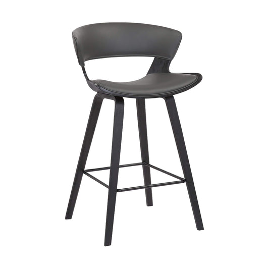 Armen Living Barstool Armen Living | Jagger Modern 26" Wood and Faux Leather Counter Height Bar Stool | LCJGBABLGR26
