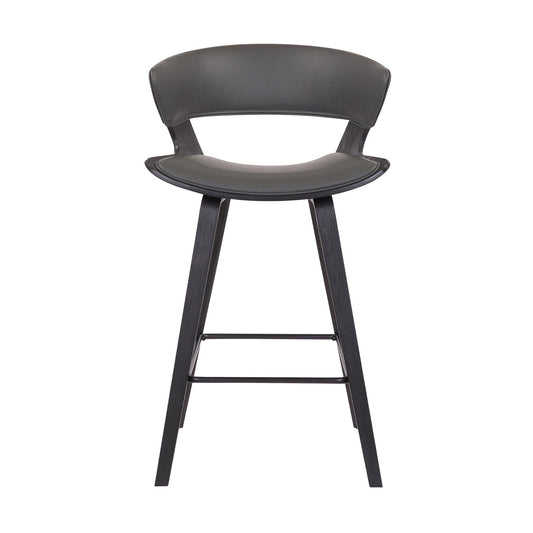 Armen Living Barstool Armen Living | Jagger Modern 26" Wood and Faux Leather Counter Height Bar Stool | LCJGBABLGR26