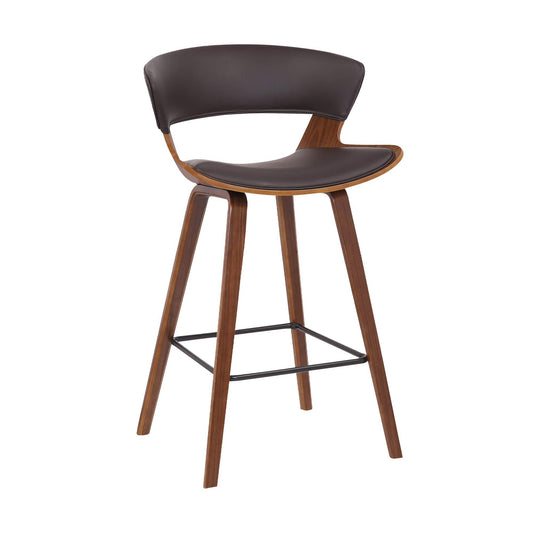 Armen Living Barstool Armen Living | Jagger Modern 26" Wood and Faux Leather Counter Height Bar Stool | LCJGBAWABR26