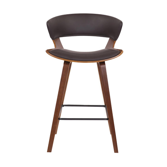 Armen Living Barstool Armen Living | Jagger Modern 26" Wood and Faux Leather Counter Height Bar Stool | LCJGBAWABR26