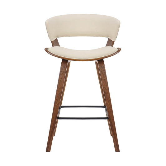 Armen Living Barstool Armen Living | Jagger Modern 26" Wood and Faux Leather Counter Height Bar Stool | LCJGBAWACR26
