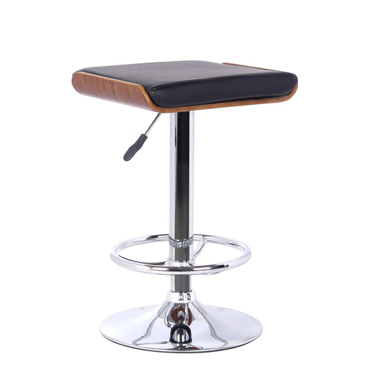 Armen Living Barstool Armen Living - Java Barstool in Chrome finish with Walnut wood and Black Faux Leather | LCJABABLKWA