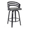 Armen Living Barstool Armen Living - Jayden 26" Counter Height Swivel Grey Faux Leather and Black Wood Bar Stool | LCJYBAGRBL26