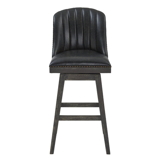 Armen Living Barstool Armen Living - Journey 30" Bar Height Swivel Brown Onyx Faux Leather and American Grey Wood Bar Stool | LCJRBAGRON30