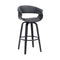 Armen Living Barstool Armen Living - Julyssa 26" Counter Height Swivel Grey Faux Leather and Black Wood Bar Stool | LCJSBAGRBL26