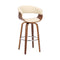 Armen Living Barstool Armen Living | Julyssa 30" Bar Height Swivel Cream Faux Leather and Walnut Wood Bar Stool | LCJSBAWACR30