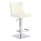 Armen Living Barstool Armen Living | Legacy Adjustable Height Swivel White Faux Leather and Brushed Stainless Steel Bar Stool | LCLGSWBABSWH