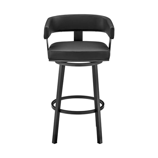 Armen Living Barstool Armen Living - Lorin 30" Bar Height Swivel Bar Stool in Black Finish and Black Faux Leather | LCLRBABLBL30