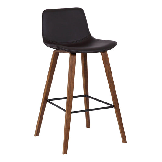 Armen Living Barstool Armen Living - Maddie Contemporary Barstool in Walnut Wood Finish and Brown Faux Leather | LCMDBAWABR26