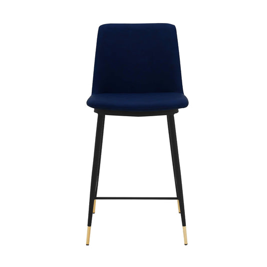 Armen Living Barstool Armen Living | Messina 26" Blue Faux Leather and Metal Counter Height Bar Stool | LCMSBABLBLU26