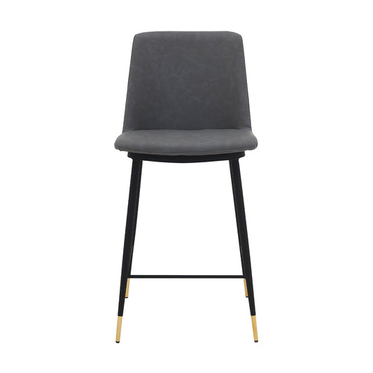 Armen Living Barstool Armen Living | Messina 26" Gray Faux Leather and Metal Counter Height Bar Stool | LCMSBABLGRY26
