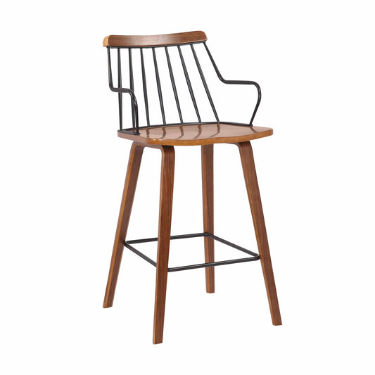 Armen Living Barstool Armen Living | Micah Walnut and Metal Modern 26" Counter Height Bar Stool | LCMIBAWA26