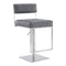 Armen Living Barstool Armen Living | Michele Swivel Adjustable Height Grey Faux Leather and Brushed Stainless Steel Bar Stool | LCMISWBABSGR