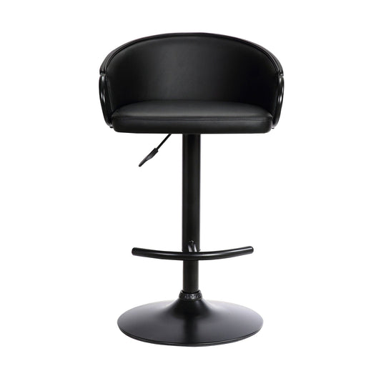Armen Living Barstool Armen Living | Montego Adjustable Black Faux Leather Swivel Barstool in Black Powder Coated Finish | LCMGBABLBL