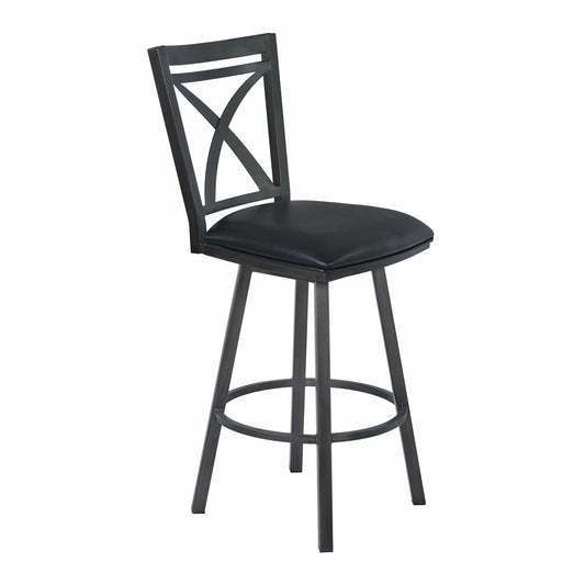 Armen Living Barstool Armen Living | Nova 30" Bar Height Metal Swivel Brastool in Ford Black Pu and Mineral Finish | LCNOBAMFBL30