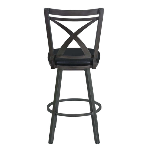 Armen Living Barstool Armen Living | Nova 30" Bar Height Metal Swivel Brastool in Ford Black Pu and Mineral Finish | LCNOBAMFBL30