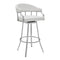 Armen Living Barstool Armen Living | Palmdale Swivel Modern Faux Leather Bar and Counter Stool in Brushed Stainless Steel Finish | 721535752232