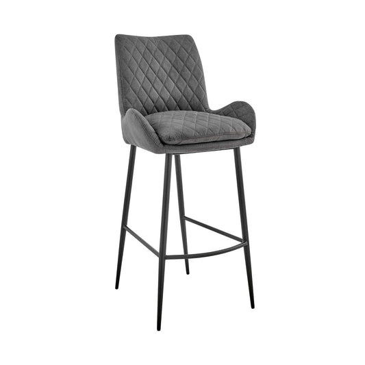 Armen Living Barstool Armen Living - Panama 26" Counter Height Bar Stool in Charcoal Fabric and Black Finish | LCPMBACH26
