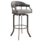 Armen Living Barstool Armen Living | Pharaoh Swivel 26" Mineral Finish and Gray Faux Leather Bar Stool | 721535743353