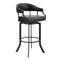 Armen Living Barstool Armen Living | Pharaoh Swivel 30" Black Powder Coated and Black Faux Leather Metal Bar Stool | 721535743322