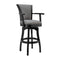 Armen Living Barstool Armen Living | Raleigh 26" Counter Height Swivel Grey Faux Leather and Black Wood Arm Bar Stool | LCRABAARBLGR26
