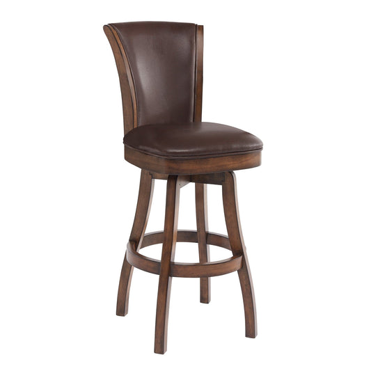Armen Living Barstool Armen Living - Raleigh 26" Counter Height Swivel Wood Barstool in Chestnut Finish and Kahlua Faux Leather | LCRABASIKACH26