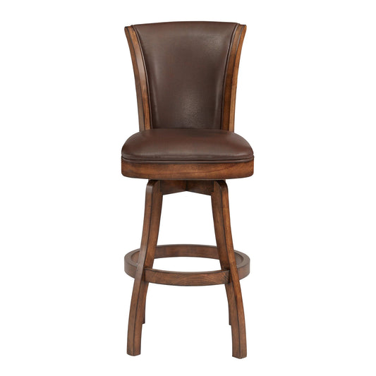 Armen Living Barstool Armen Living - Raleigh 26" Counter Height Swivel Wood Barstool in Chestnut Finish and Kahlua Faux Leather | LCRABASIKACH26